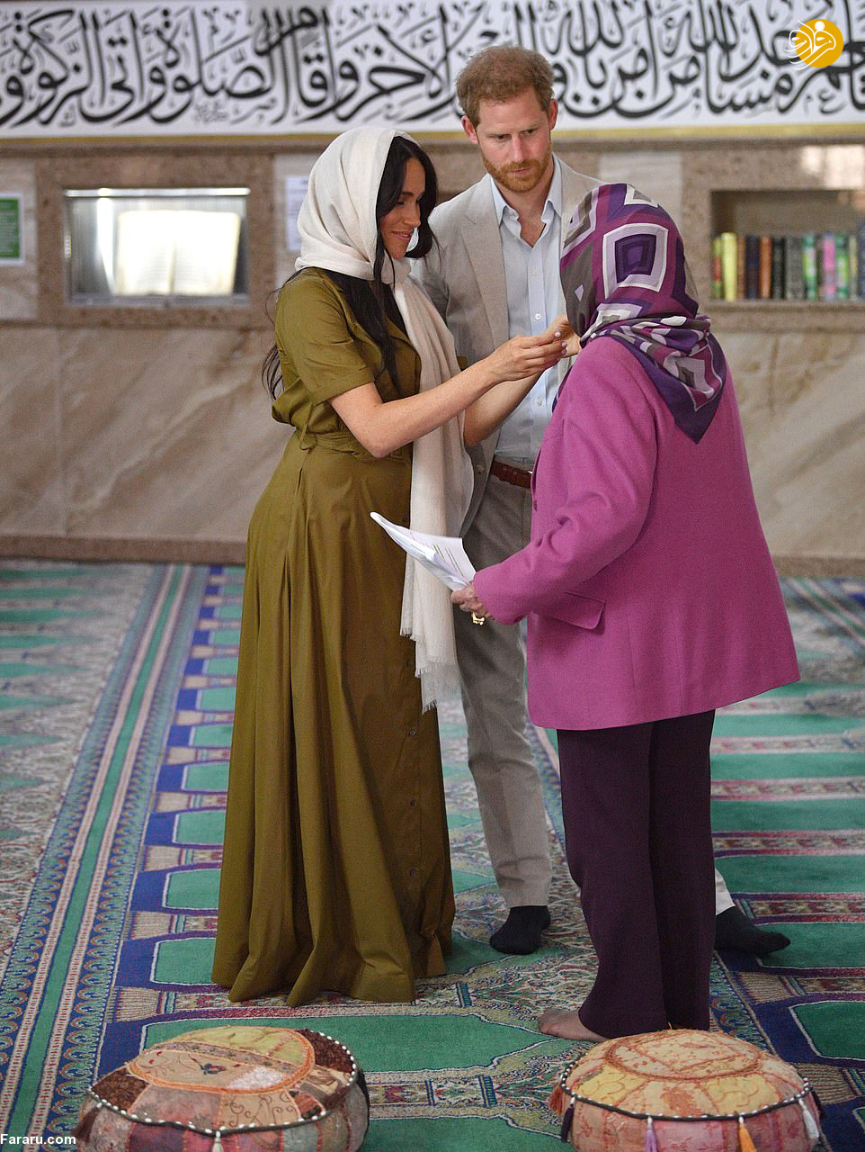عکس/ تصاویر با حجاب مگان مارکل پرنسس بریتانیا در مسجد