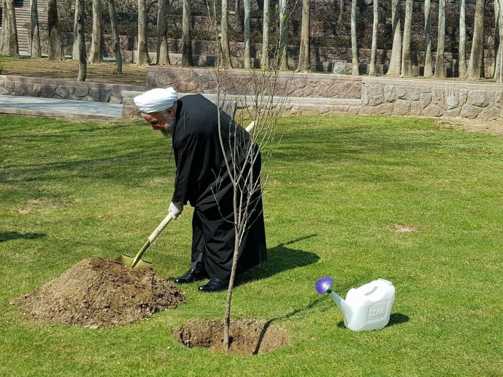درختکاری رئیس جمهور با دستکش