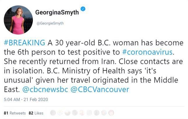 یک زن ایرانی ساکن کانادا هم کرونا گرفت