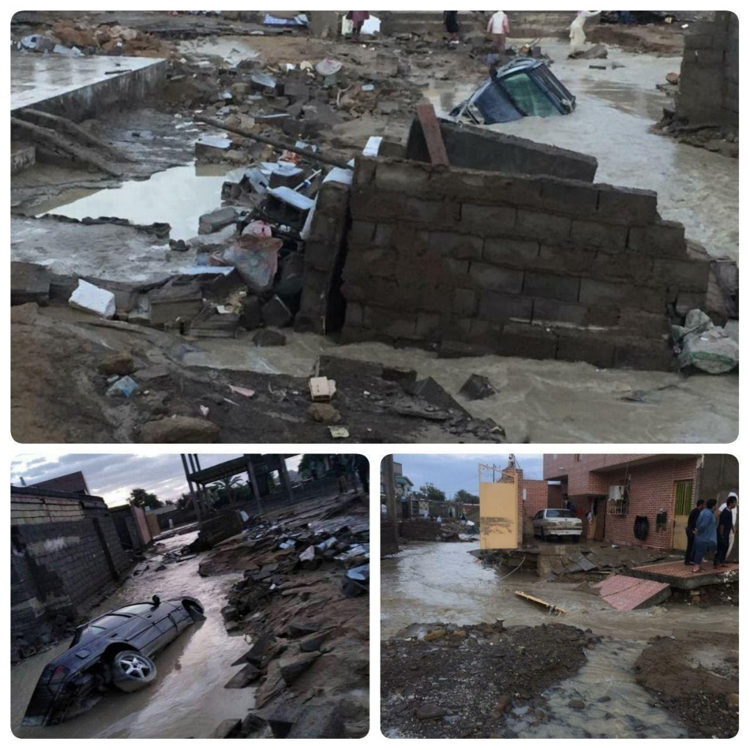 تصاویری از خسارات سیل در روستای تیس چابهار