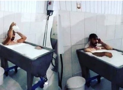 حمام دو کارگر شرکت لبنیاتی در وان شیر
