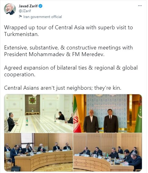 گزارش ظریف از پایان سفر به آسیای مرکزی