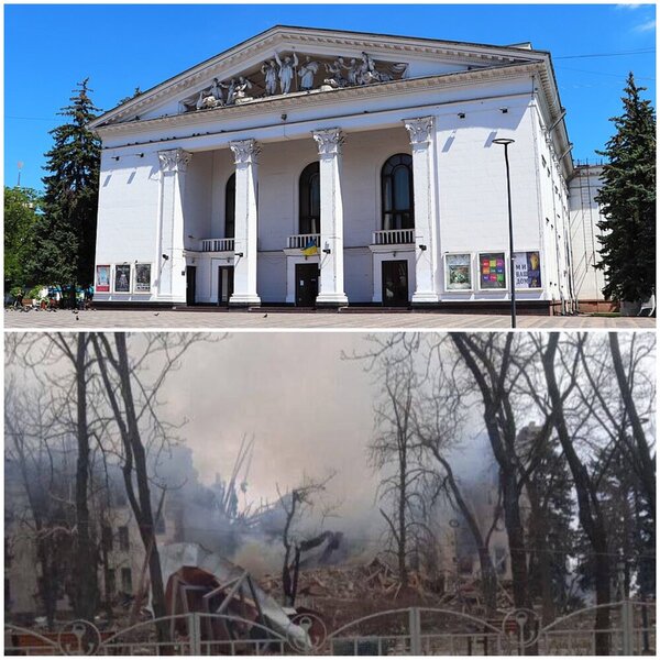 بمباران سالن تئاتر ماریوپل را که صد‌ها نفر در آن پناه گرفته بودند توسط روسیه