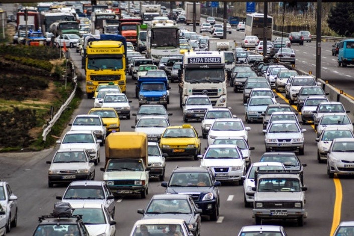 ترافیک سنگین در جاده کرج_چالوس