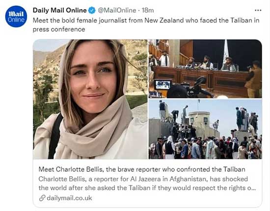 تنها زن حاضر در نشست خبری سخنگوی طالبان