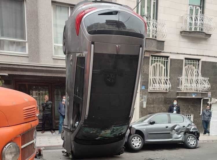 تصادف عجیب اسپورتیج در تهران! 