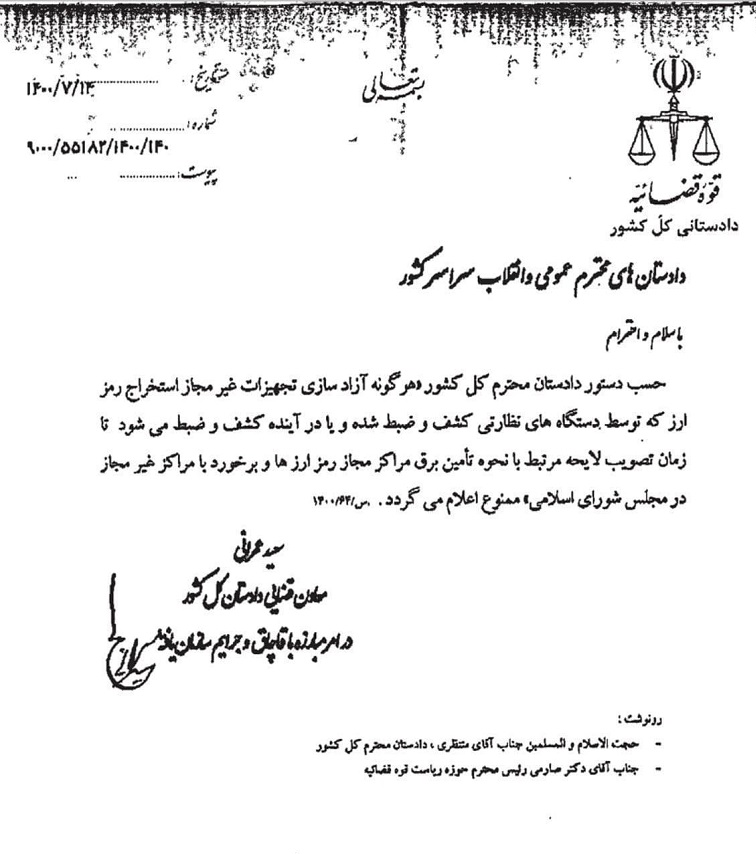 آزادسازی تجهیزات کشف شده استخراج غیرمجاز رمزارز ممنوع شد