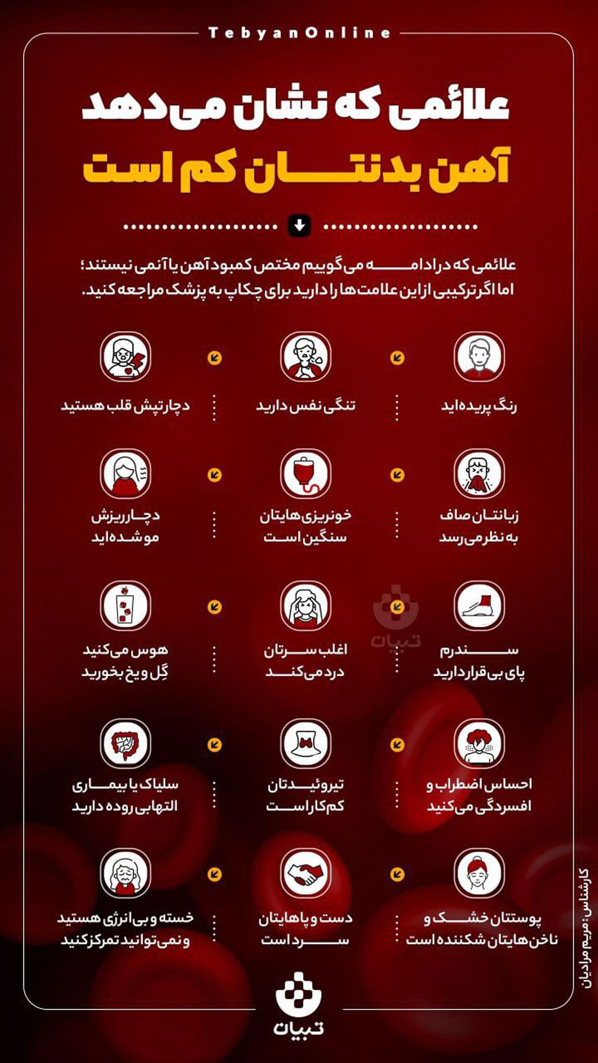 علائم فقر آهن در بدن/ اینفوگرافی