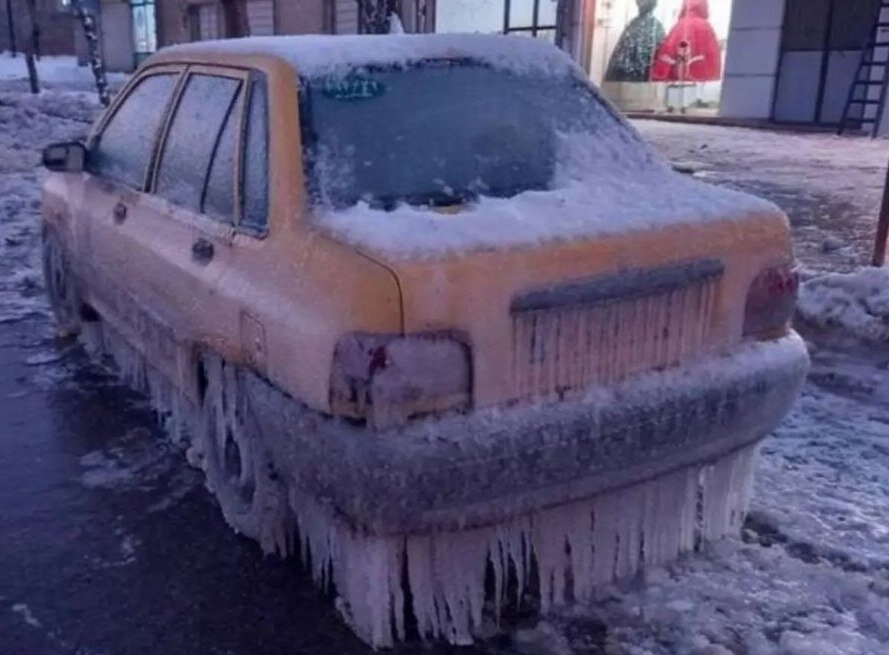 پراید یخ زده در زنجان!