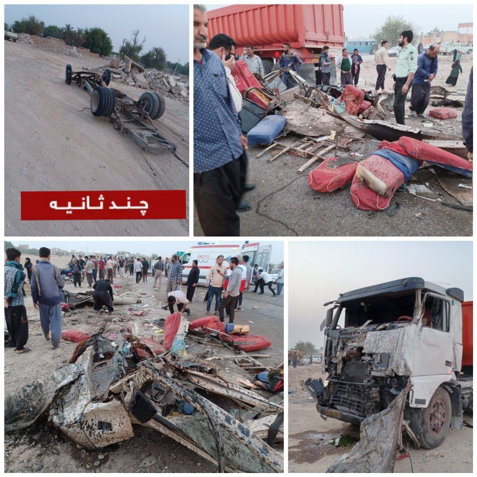 تصادف مینی بوس با تریلی در خوزستان
