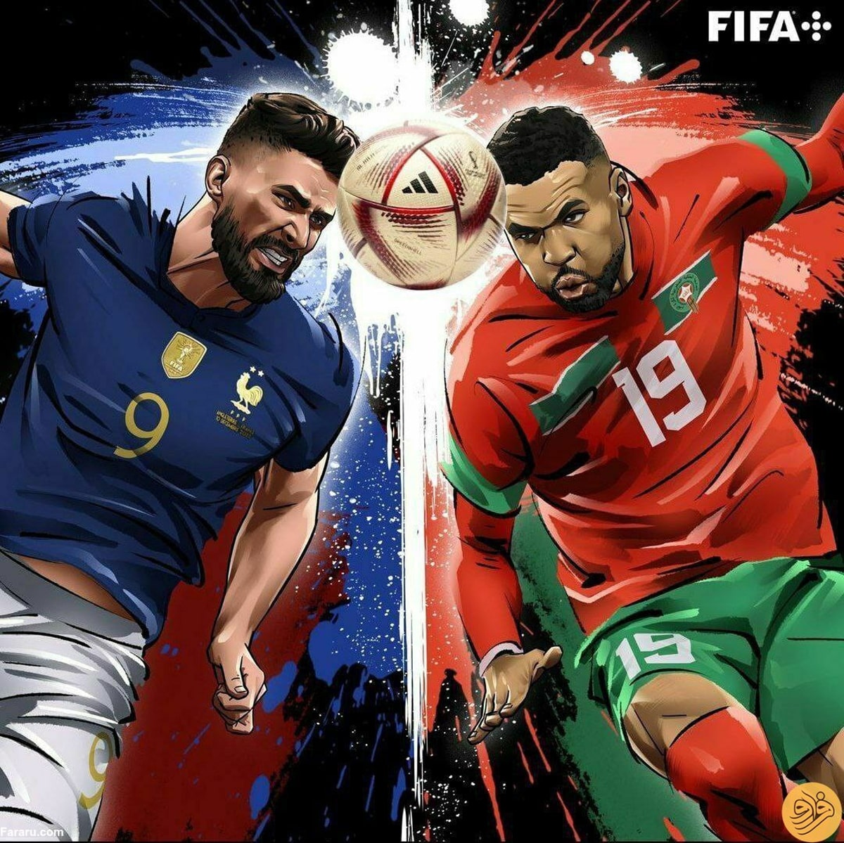 رونمایی از پوستر فیفا برای مسابقه امشب فرانسه - مراکش