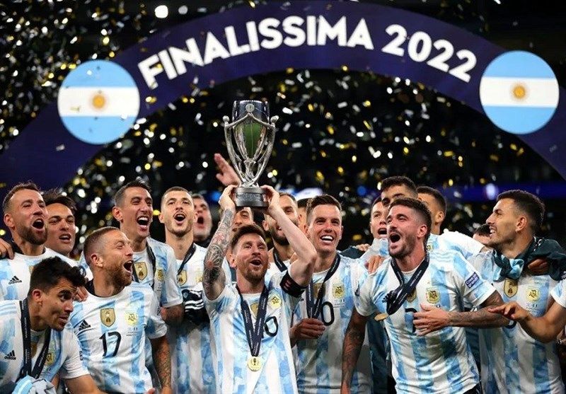 بازیکنان آرژانتین بعد از قهرمانی