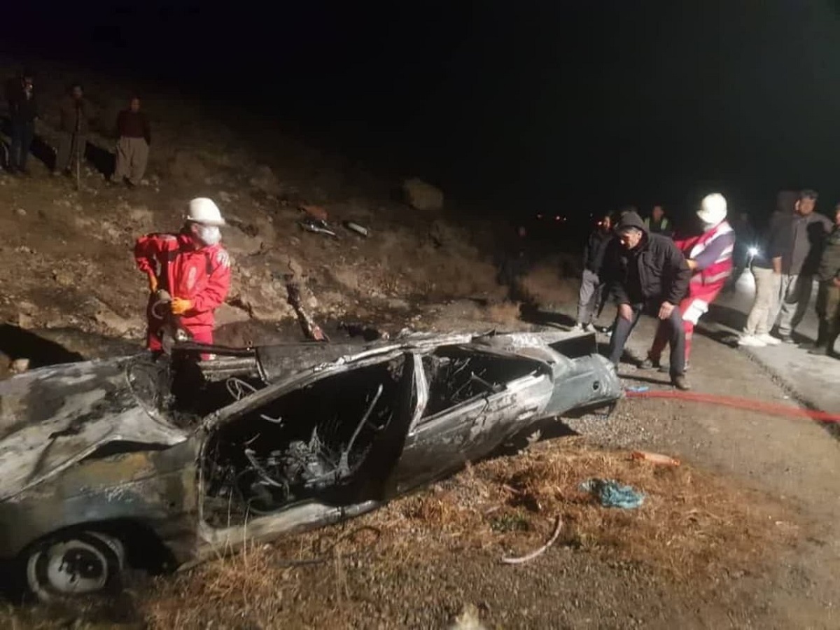 ۲ فوتی بر اثر واژگونی و آتش‌سوزی پژو ۴۰۵ در جاده ارومیه