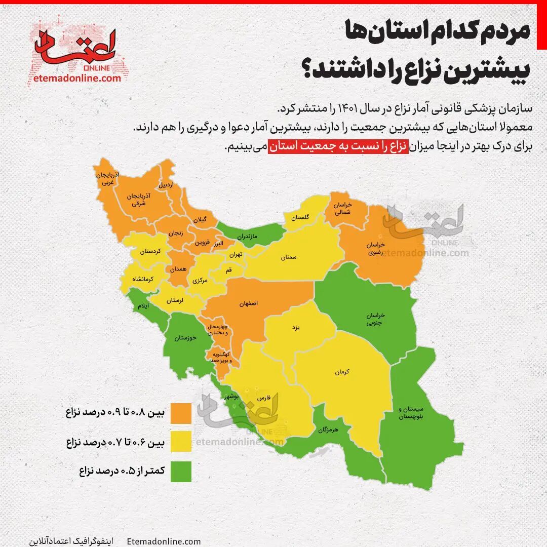 مردم کدام استان‌ها بیشتر دعوا می‌کنند؟