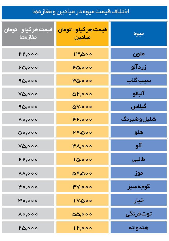 قیمت میوه