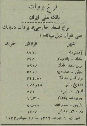 قیمت دلار در ۹۰ سال پیش