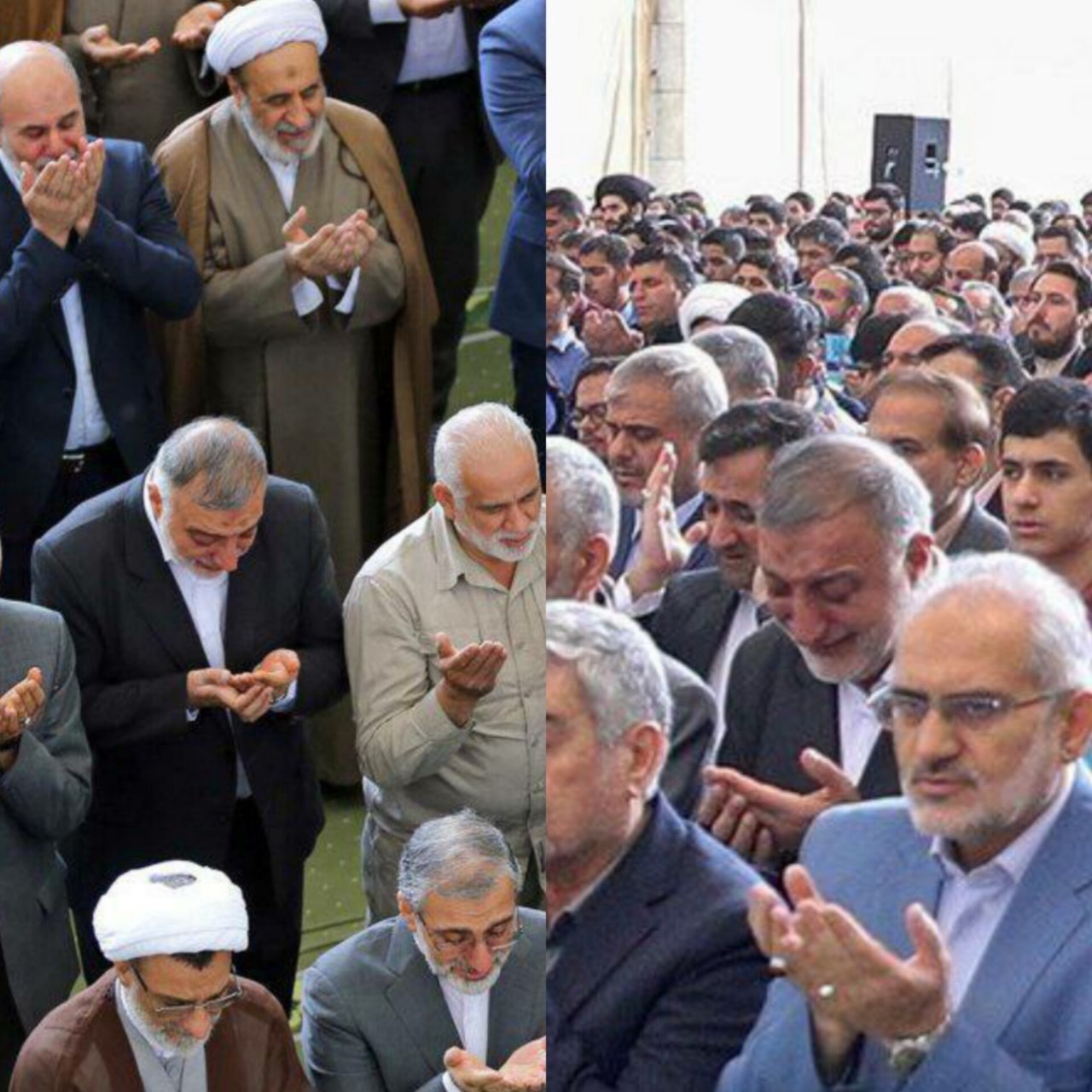 عکسی از علیرضا زاکانی در حال شیون در نماز عید فطر