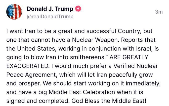 توییت جدید ترامپ در باره ایران