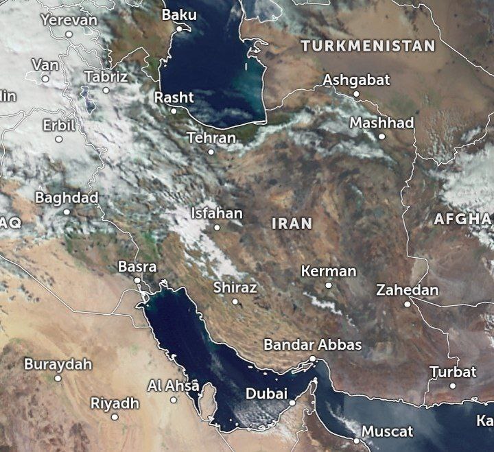 آخرین تصویر ماهواره ای از وضعیت ابرناکی ایران