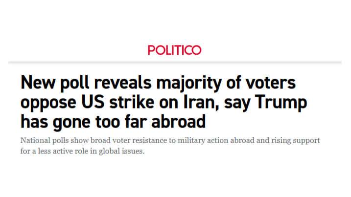 ۷۰ درصد آمریکایی‌ها مخالف اقدام نظامی علیه ایران هستند