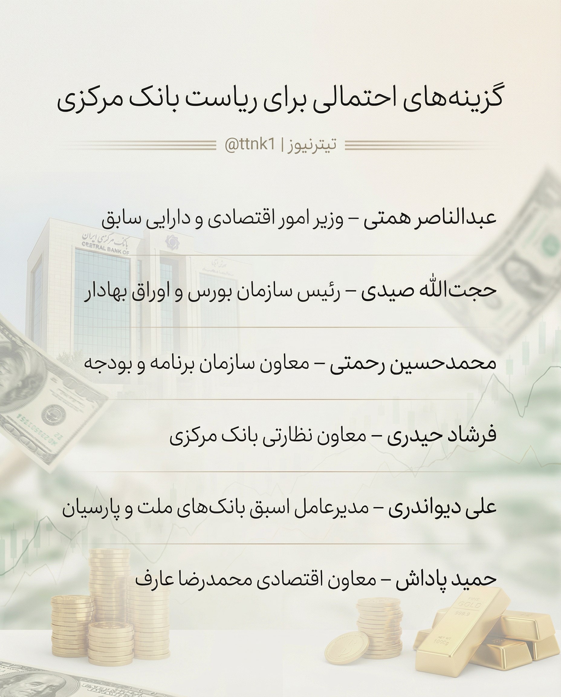 جانشین فرزین در بانک مرکزی