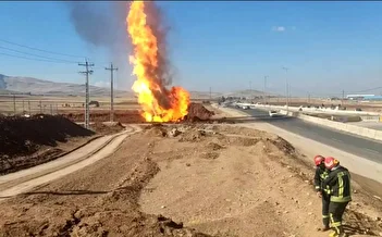 فیلم/ انفجار شدید لوله اصلی گاز در کرمانشاه