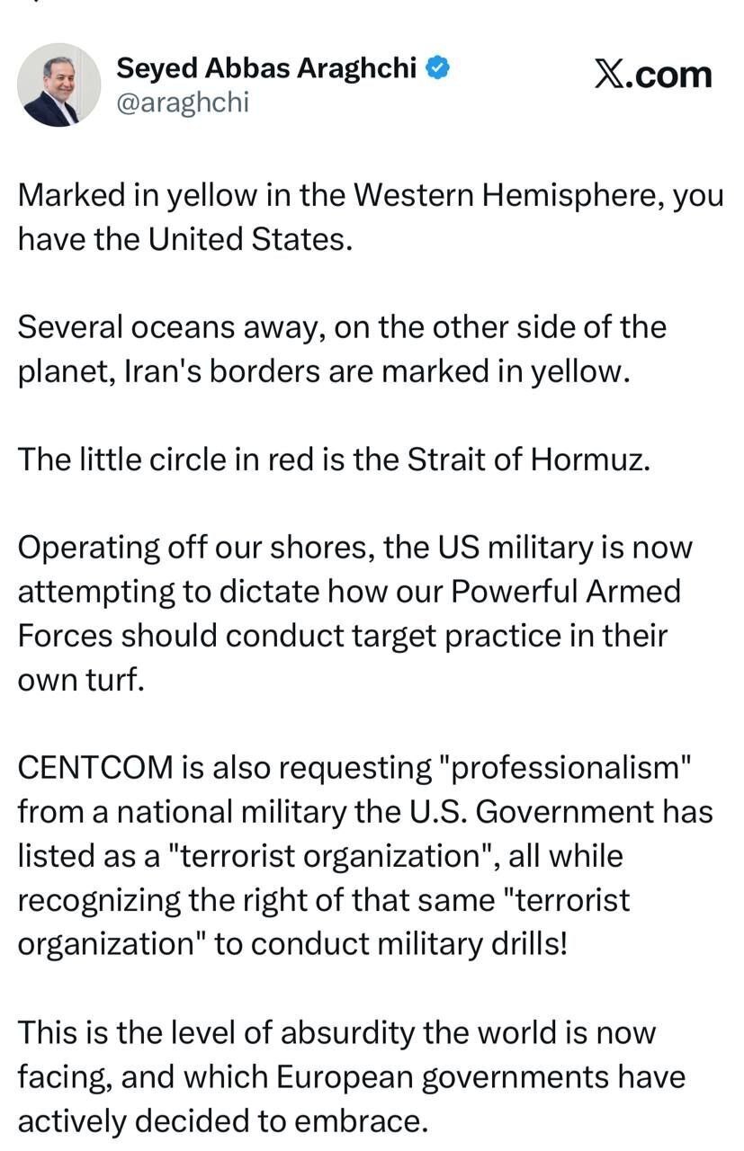 دیدگاه عراقچی نسبت به حضور نظامی خارجی در خلیج فارس