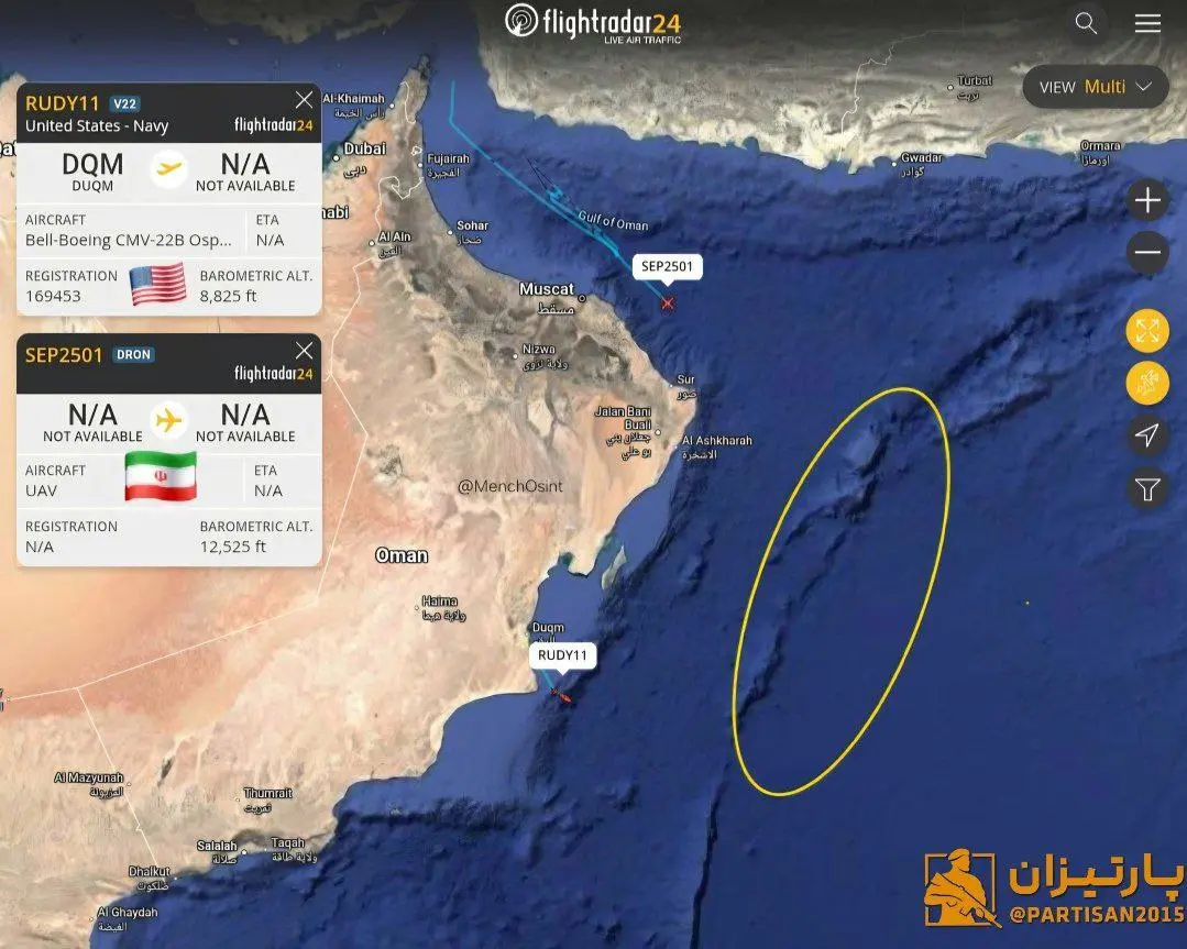 موقعیت احتمالی ناو لینکلن روی نقشه موقعیت احتمالی ناو لینکلن روی نقشه