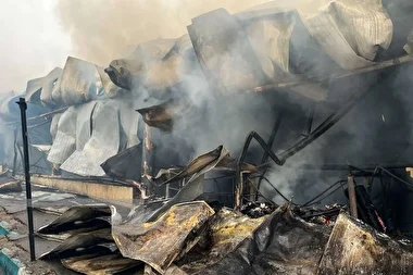 آتش سوزی گسترده بازارچه جنت آباد تهران