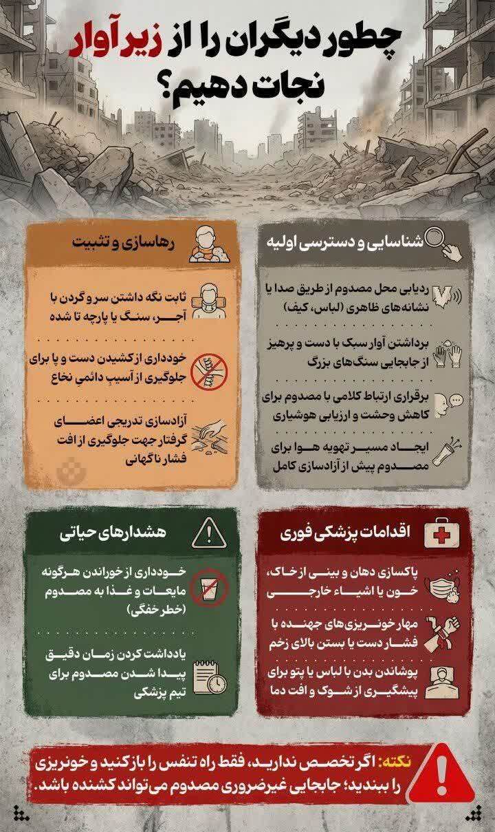 چطور دیگران را از زیر آوار نجات دهیم؟