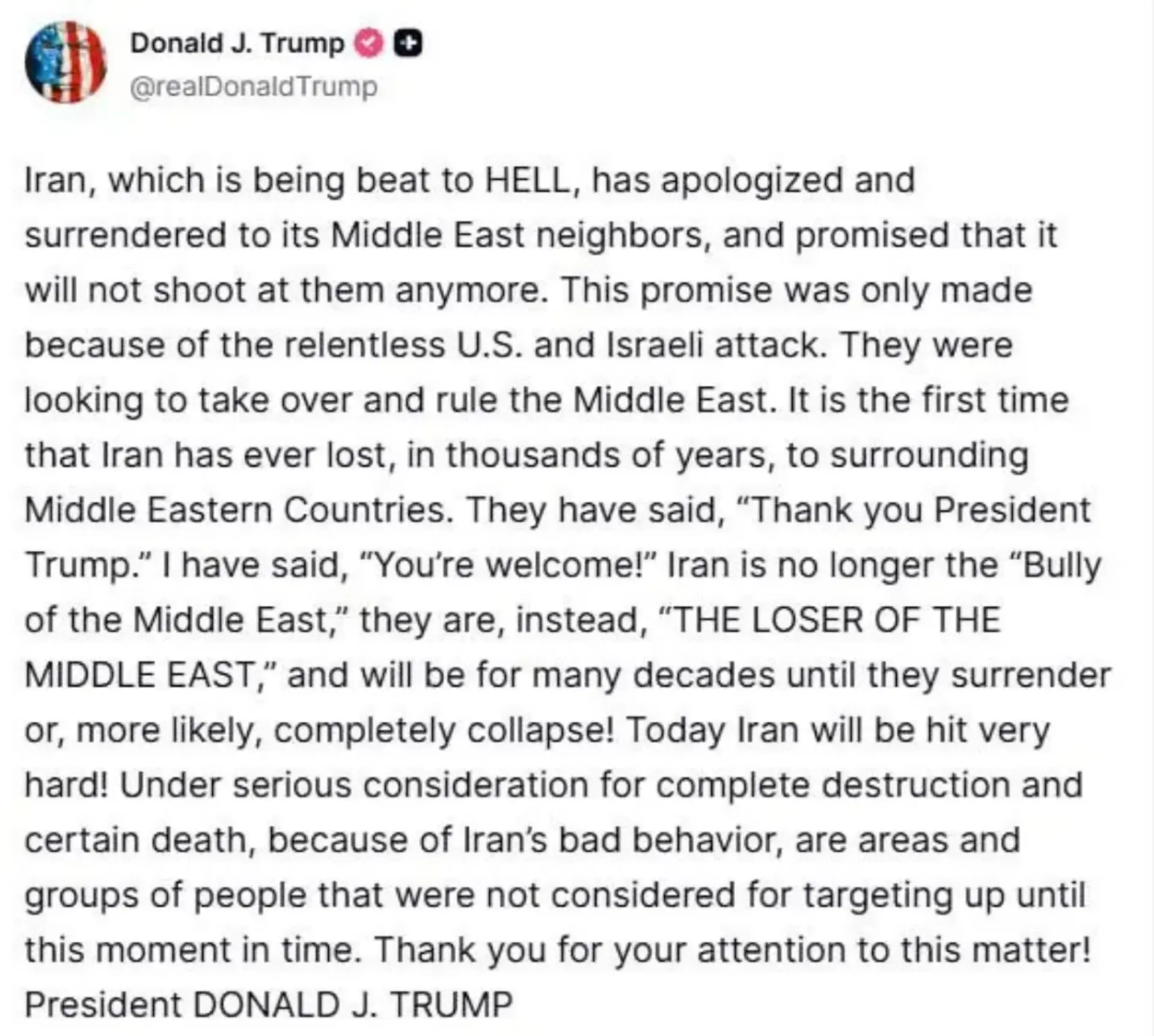 توییت ترامپ به عذرخواهی پزشکیان