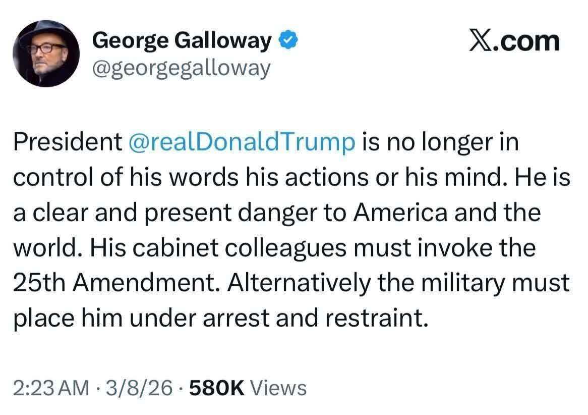 توییت جورج گالوی سیاستمدار انگلیسی