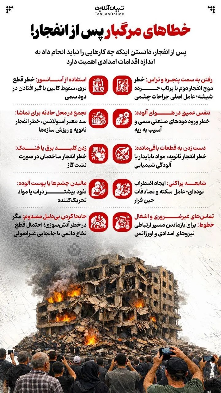 خطاهای مرگبار پس از انفجار + اینفوگرافی