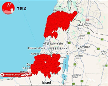 عکس/روشن شدن آژیر موشک‌باران در ۴۵۷ نقطه از شمال و جنوب سرزمین‌های اشغالی