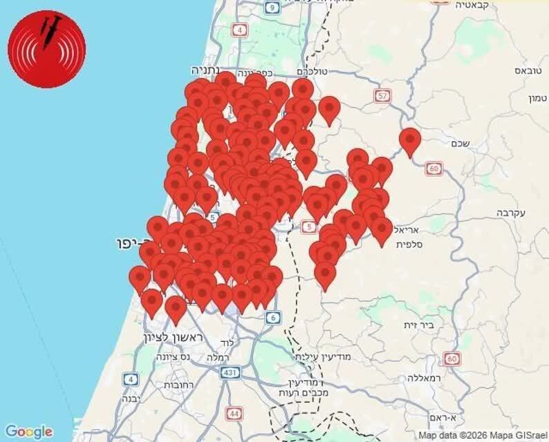 آژیر هشدار حملهٔ موشکی در اراضی اشغالی به صدا درآمد