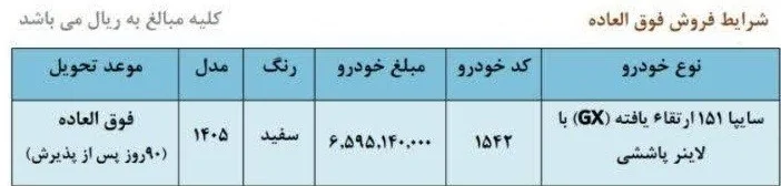 فروش فوق العاده وانت سایپا ۱۵۱ GX