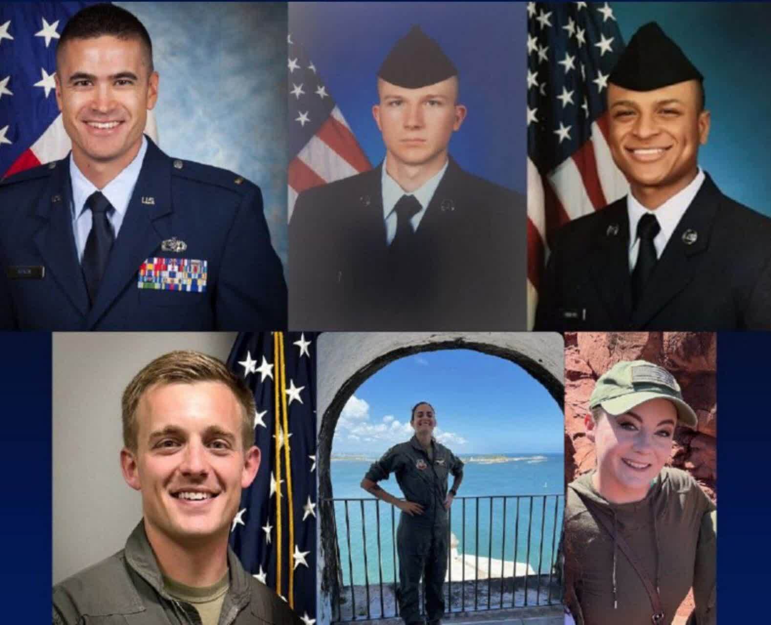 تصاویر منتشر شده از شش نظامی آمریکایی که در هواپیمای سوخت‌رسان سرنگون شده در غرب عراق به هلاکت رسیدند