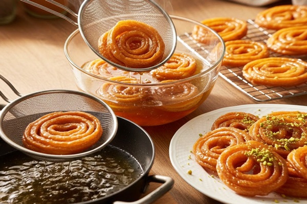 طرز تهیه زولبیا و بامیه خانگی | ترد و خوشمزه