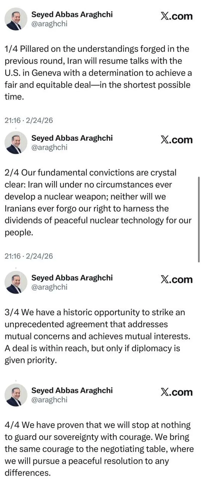 توییت عباس عراقچی