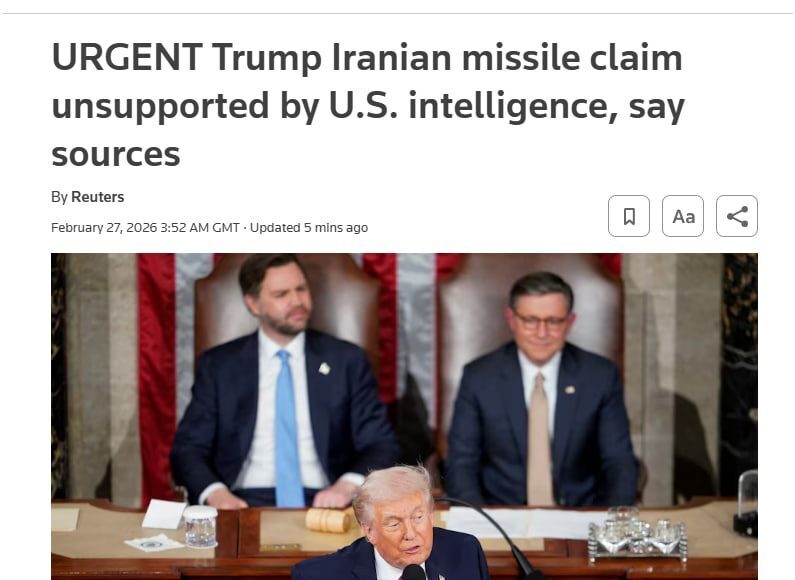 گزارش رویترز درباره ادعای ترامپ درباره موشک ایرانیِ قابل اصابت به آمریکا گزارش رویترز درباره ادعای ترامپ درباره موشک ایرانیِ قابل اصابت به آمریکا