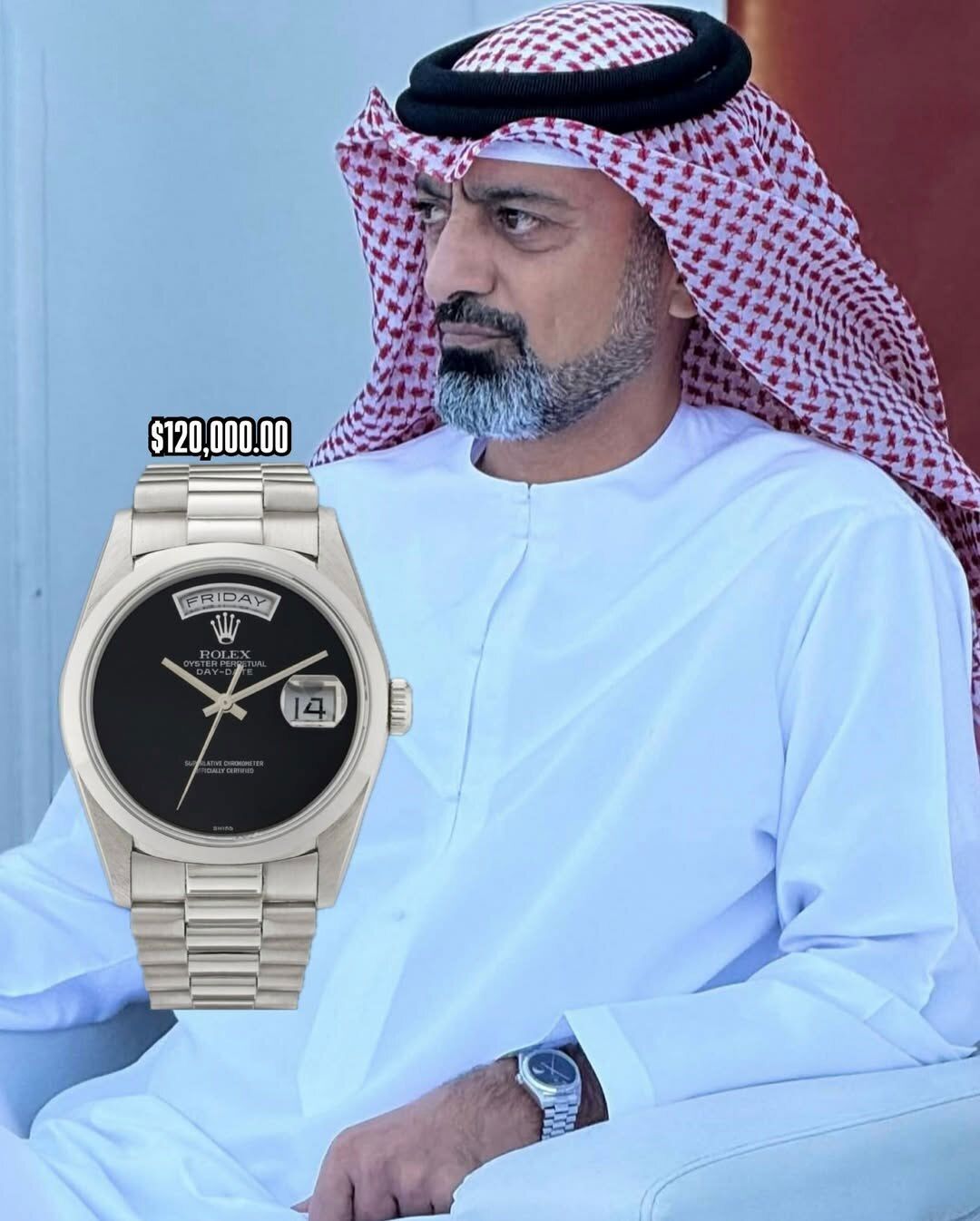 عکس/ ساعت ۱۲۰ هزار دلاری و بسیار کمیاب در دست شاهزاده اماراتی