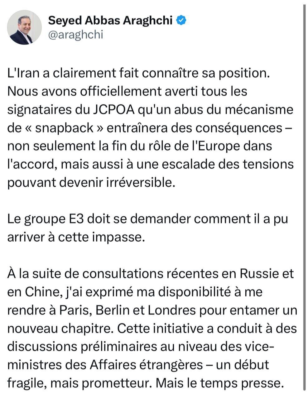 توییت عباس عراقچی