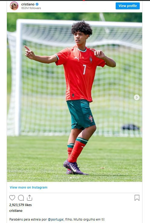 ذوق‌زدگی رونالدو برای اولین بازی ملی پسرش