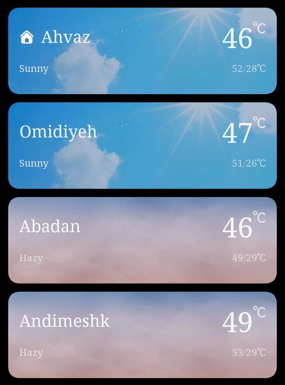 دمای فعلی شهر‌های خوزستان
