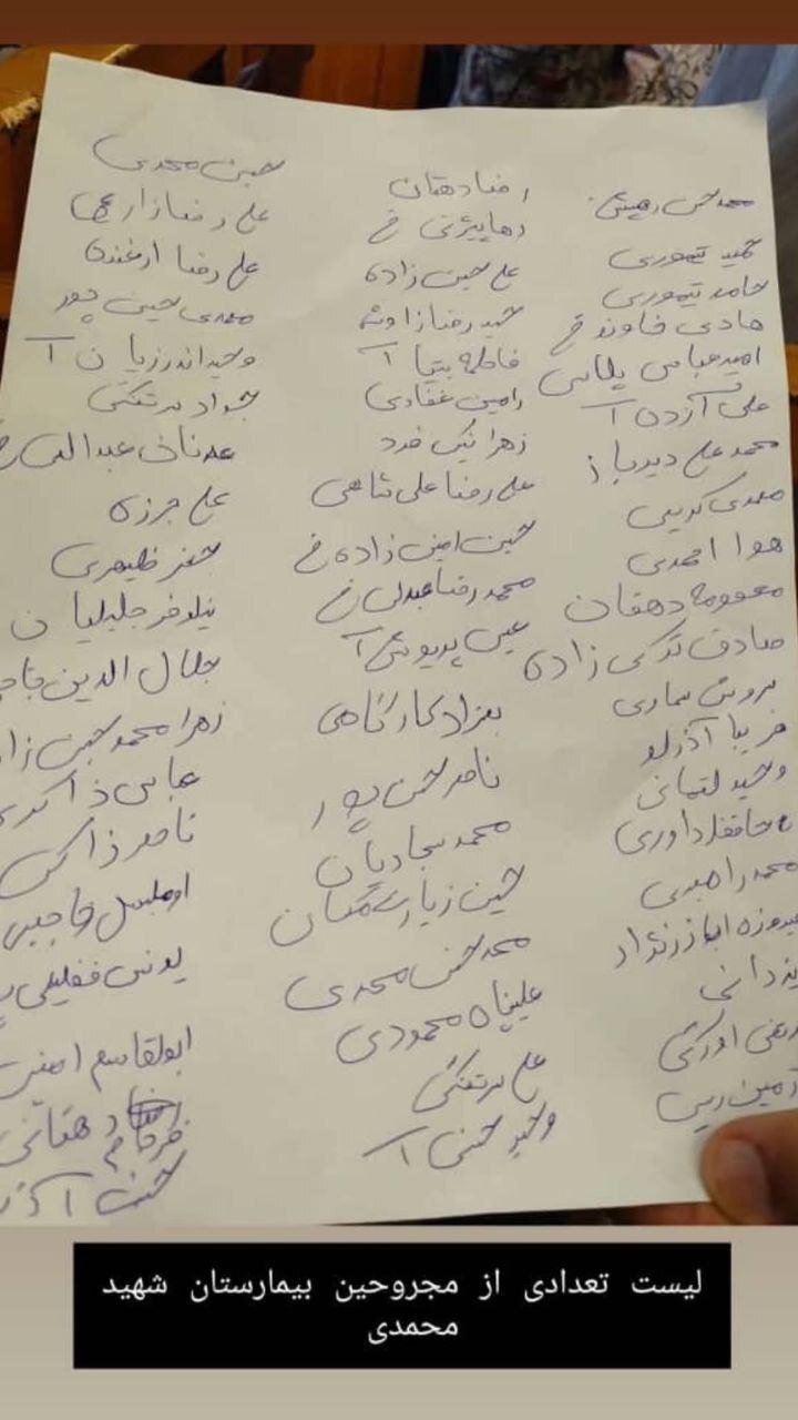 عکس/ اسامی مصدومان حادثه انفجار بندر شهید رجایی