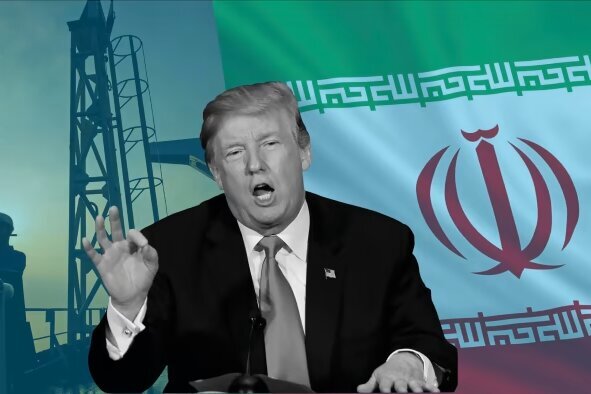 ترامپ سیاه و سفید با پرچم رنگی ایران