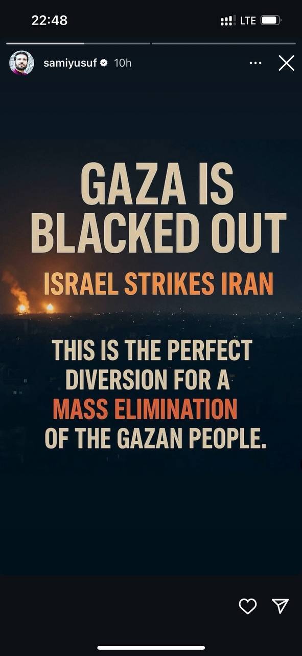 عکس/ استوری سامی یوسف در حمایت از ایران