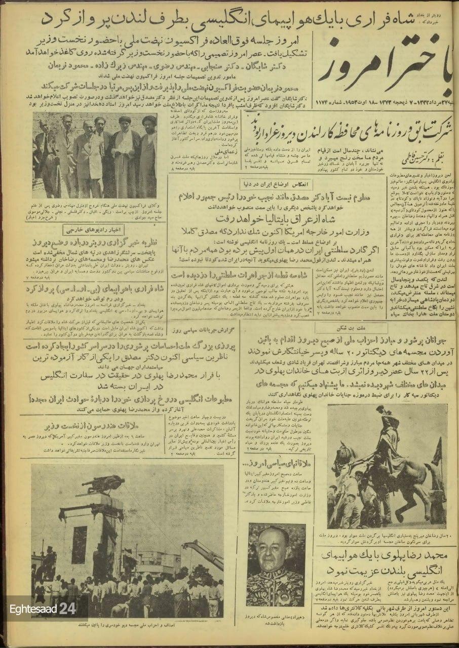 صفحه اول روزنامه‌های باختر امروز