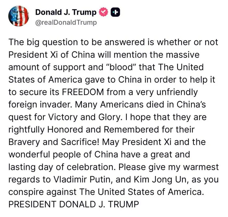 خشم ترامپ از نمایش نظامی چین