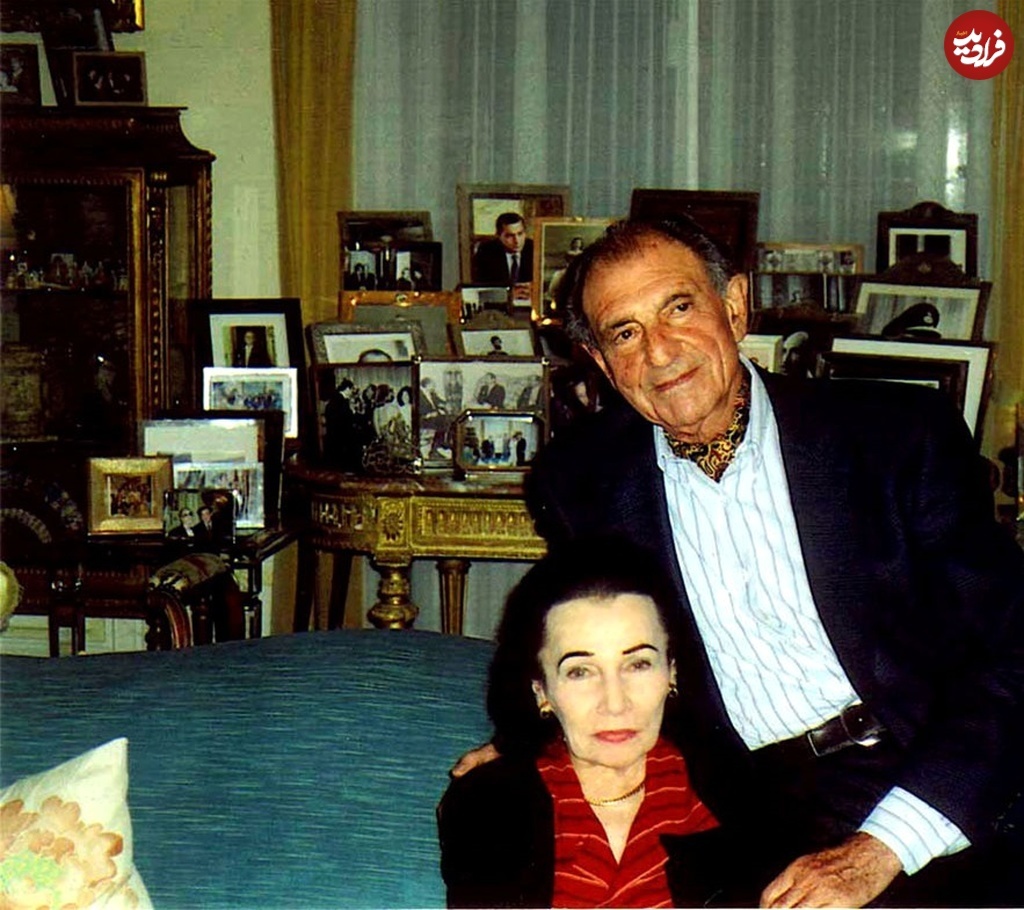 اردشیر زاهدی در کنار همسر مصری شاه